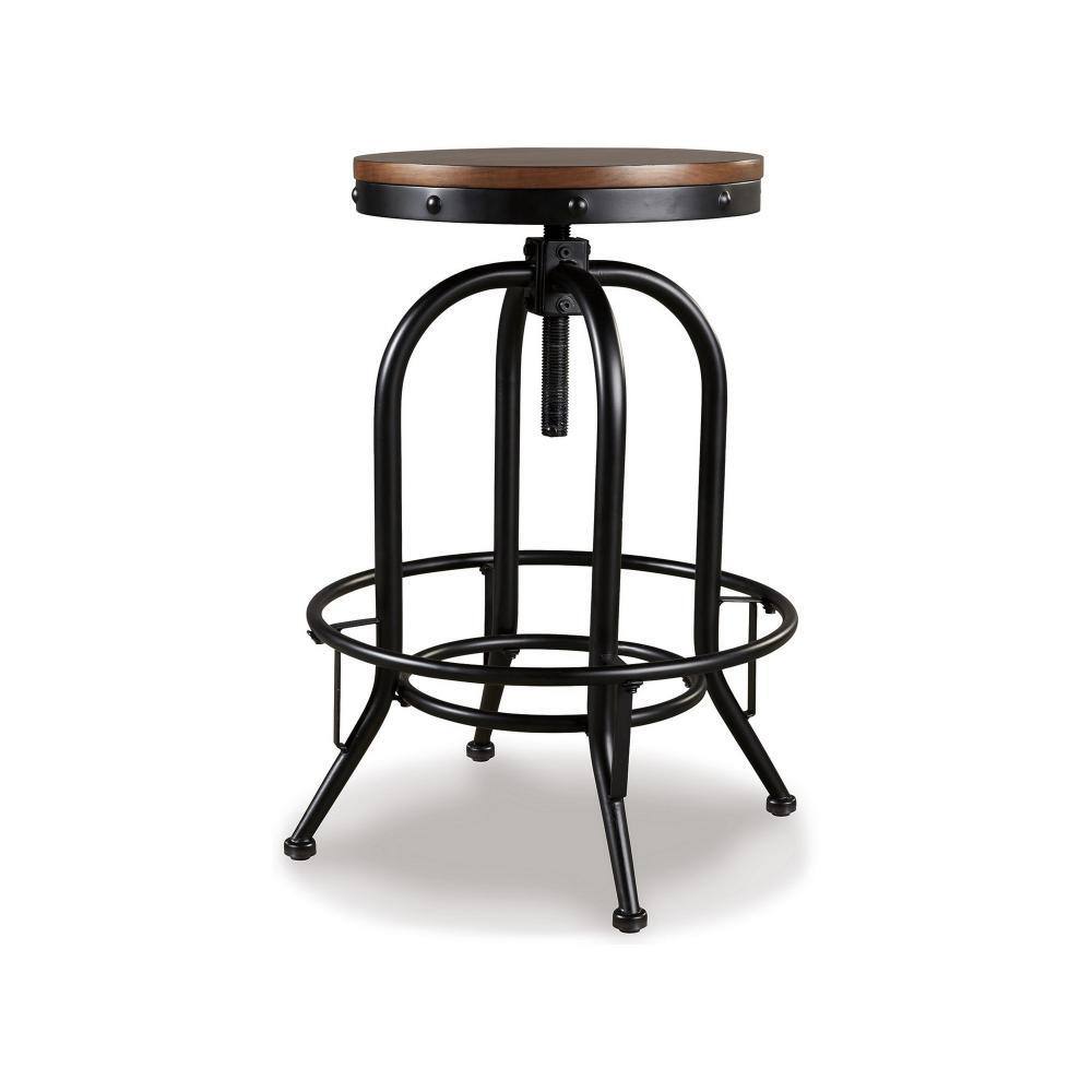 Benjara 24.75 In. Black And Brown Backless Metal Bar Stool With Wooden ...