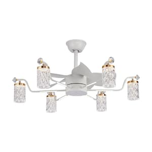 35 in. Indoor 6-Light White Fandelier with Light and Remote, Modern Luxury LED Chandelier Ceiling Fan for Living Room