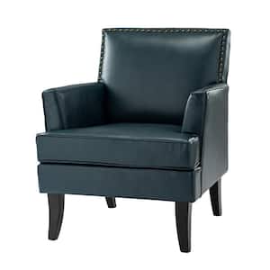 Maaf Turquoise Armchair with Solid Wooden Legs and Nailhead Trim