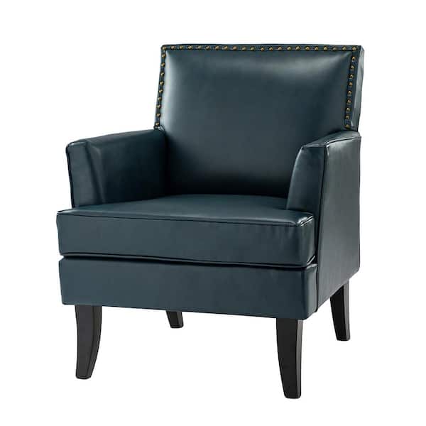 JAYDEN CREATION Maaf Turquoise Armchair with Solid Wooden Legs and Nailhead Trim