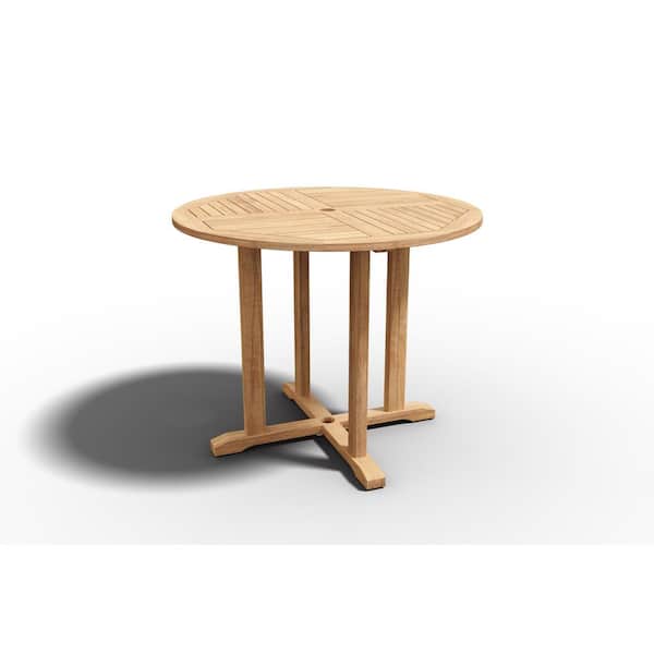 Unbranded Abel 35.5 in. Dia Round Teak Outdoor Dining Table
