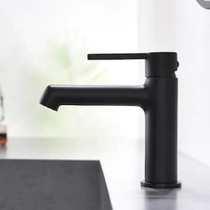Single Handle Single Hole Bathroom Faucet with Spot Resistant in Black