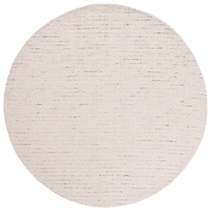 Abstract Ivory/Brown 4 ft. x 4 ft. Speckled Round Area Rug