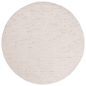 Abstract Ivory/Brown 6 ft. x 6 ft. Speckled Round Area Rug