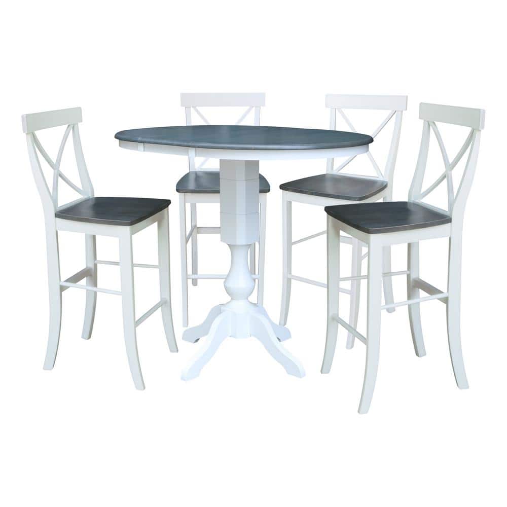 International Concepts 36 in. 5Piece Heather Gray and White Extendable