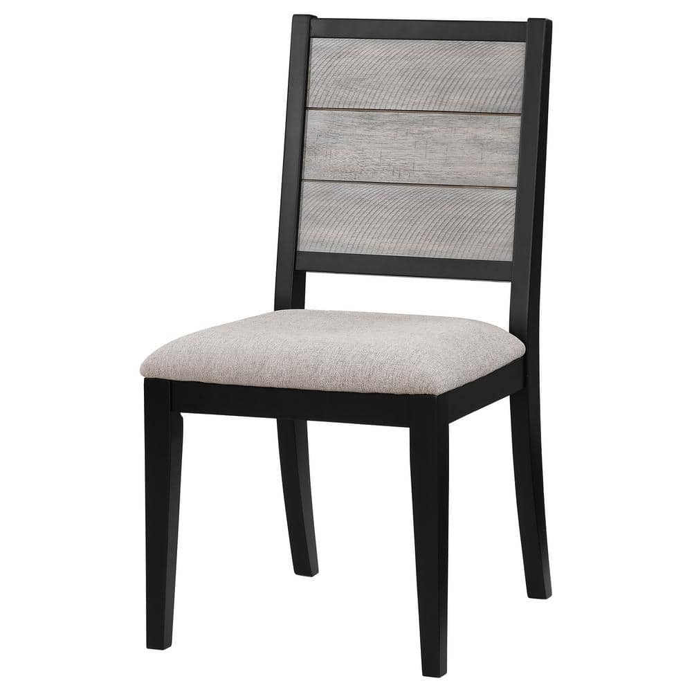 Gray Upholstered Rustic Side Chair with Wood Frame