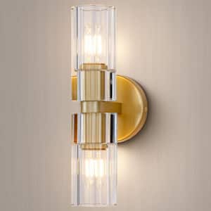 3.5 in. 2-Light Copper Wall Sconce with K9 Crystal Lampshade, Luxury Wall-Light for Bedroom, Dining Room, Living Room