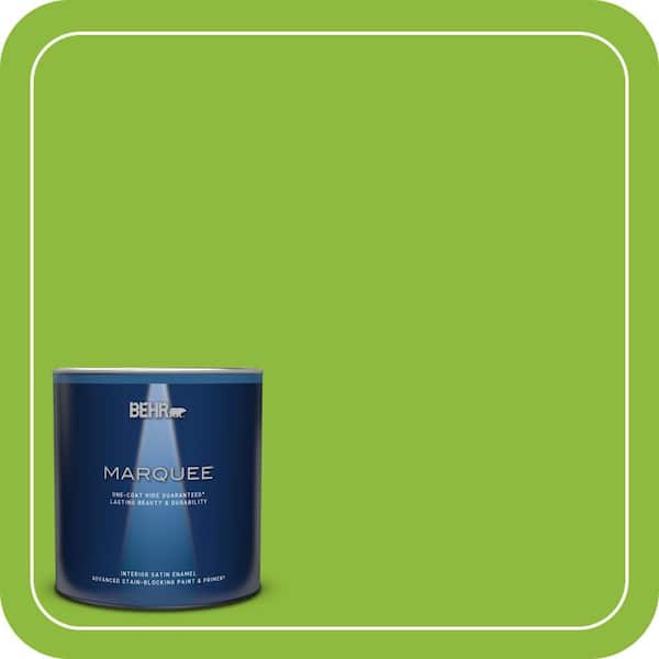 BEHR MARQUEE 1 qt. #S-G-420 Limeade Satin Enamel Interior Paint & Primer