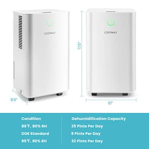 45 pt. 3500 sq. ft Dehumidifiers in White with Drain Hose Intelligent  Humidity Control Auto or Manual Drainage 24H Timer BL-182 - The Home Depot