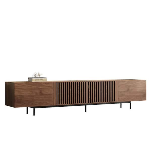 94.48 in. Walnut Colored TV Cabinet, Suitable for 90 in. Maximum TV, with Cable Management Hole