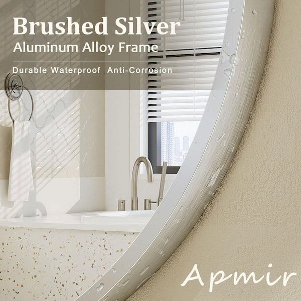 18 in. W x 18 in. H Round Aluminum Alloy Framed French Cleat Mounted Wall Decor Bathroom Vanity Mirror in Matte Silver