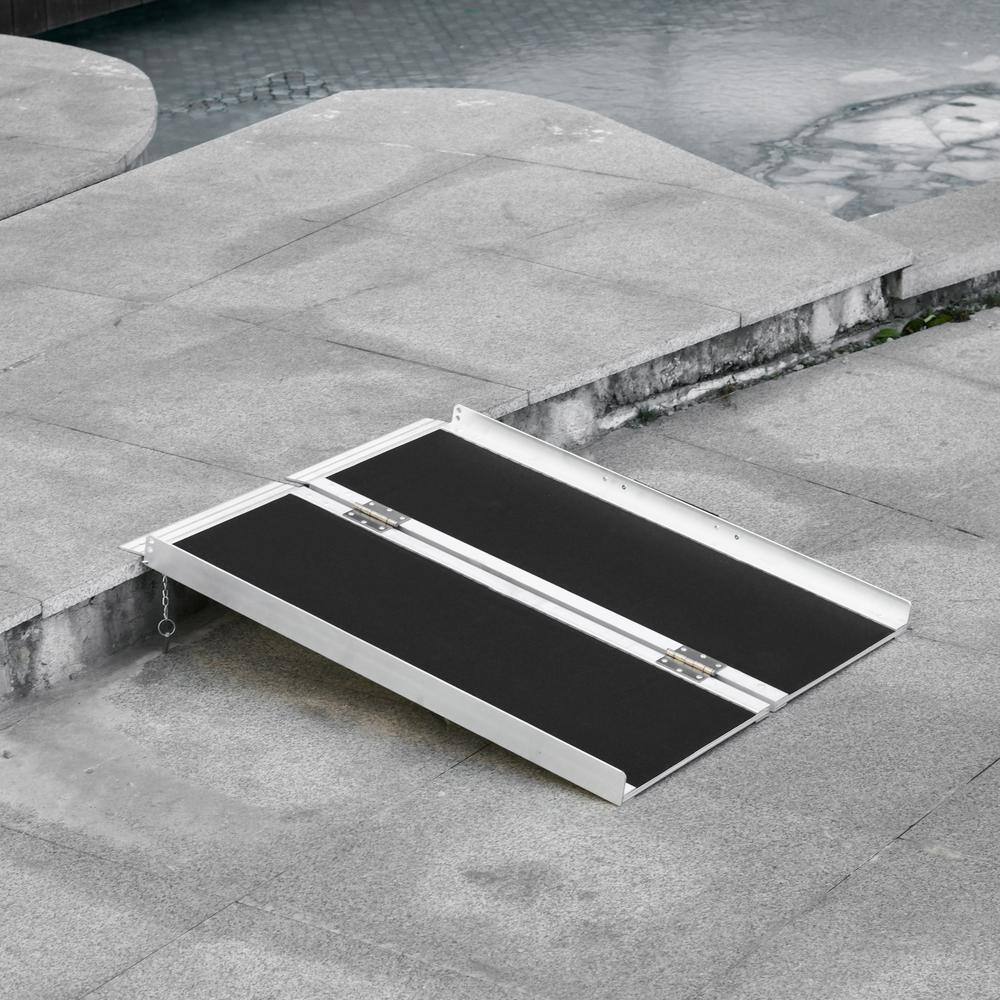 HOMCOM 3FT Folding Aluminum Wheelchair Ramp with Non-Slip Surface