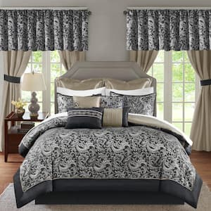 Cadence Black Polyester Cal King Comforter Set