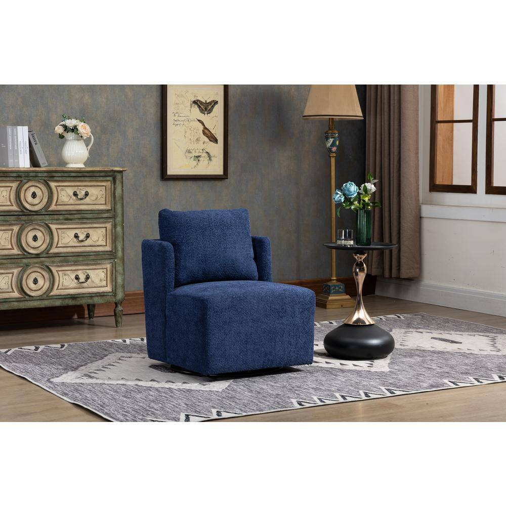 HOMEFUN Modern Comfy Navy Blue Chenille Upholstered Swivel Accent
