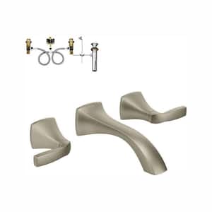 Voss 2-Handle Wall-Mount Bathroom Faucet in Brushed Nickel (Valve Included)