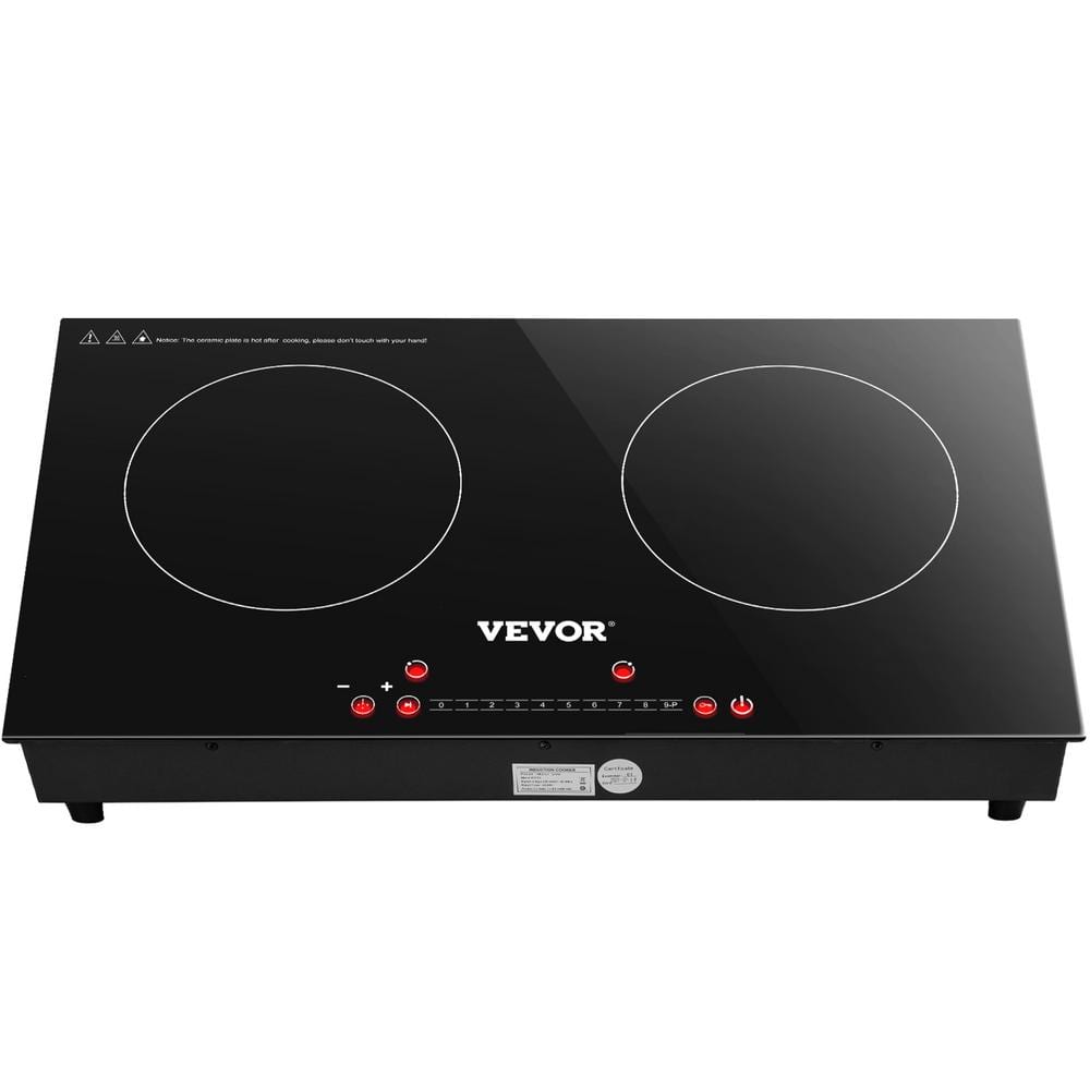 VEVOR 23.6 in. x 14.2 in. Built-in Induction Radiant Cooktop 2-Elements Radiant Cooktop w/ Child Safety Lock Electric Cooktop