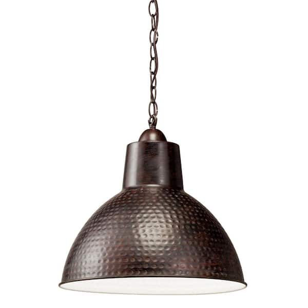 KICHLER Missoula 1-Light Bronze Vintage Industrial Shaded Kitchen Pendant Hanging Light with Metal Shade