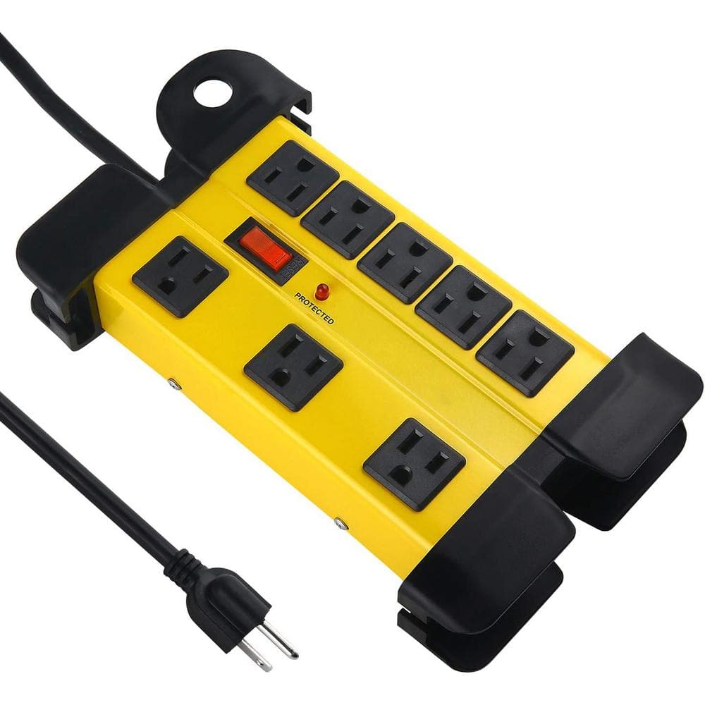 8-Outlets Heavy Duty Power Strip Surge Protector For Appliances with 6ft Extension, Yellow -  Etokfoks, MLPH004LT111