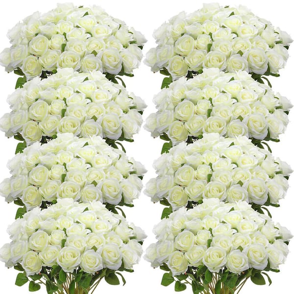 Unbranded 20 in. White Indoor Artificial Rose Flower for Decoration 120 Pcs