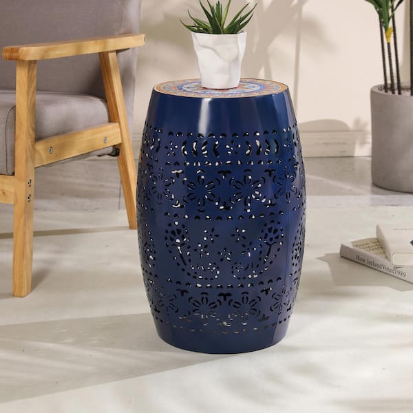 2025年新作入荷 Metal Blue Dark Ceramic 10 Mosaic Patio Table, Side Outdoor 絵画
