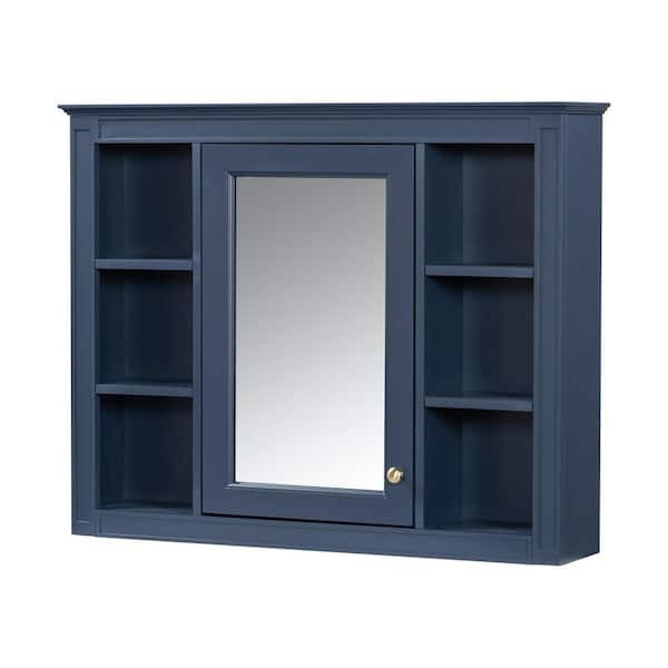 Avex Blue 35 in. W x 27.5 in. H Rectangular MDF Medicine Cabinet with Mirror
