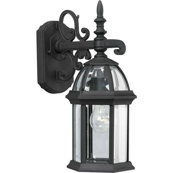 Forte Lighting 1-Light Outdoor Black Lantern with Clear Beveled Glass Panel