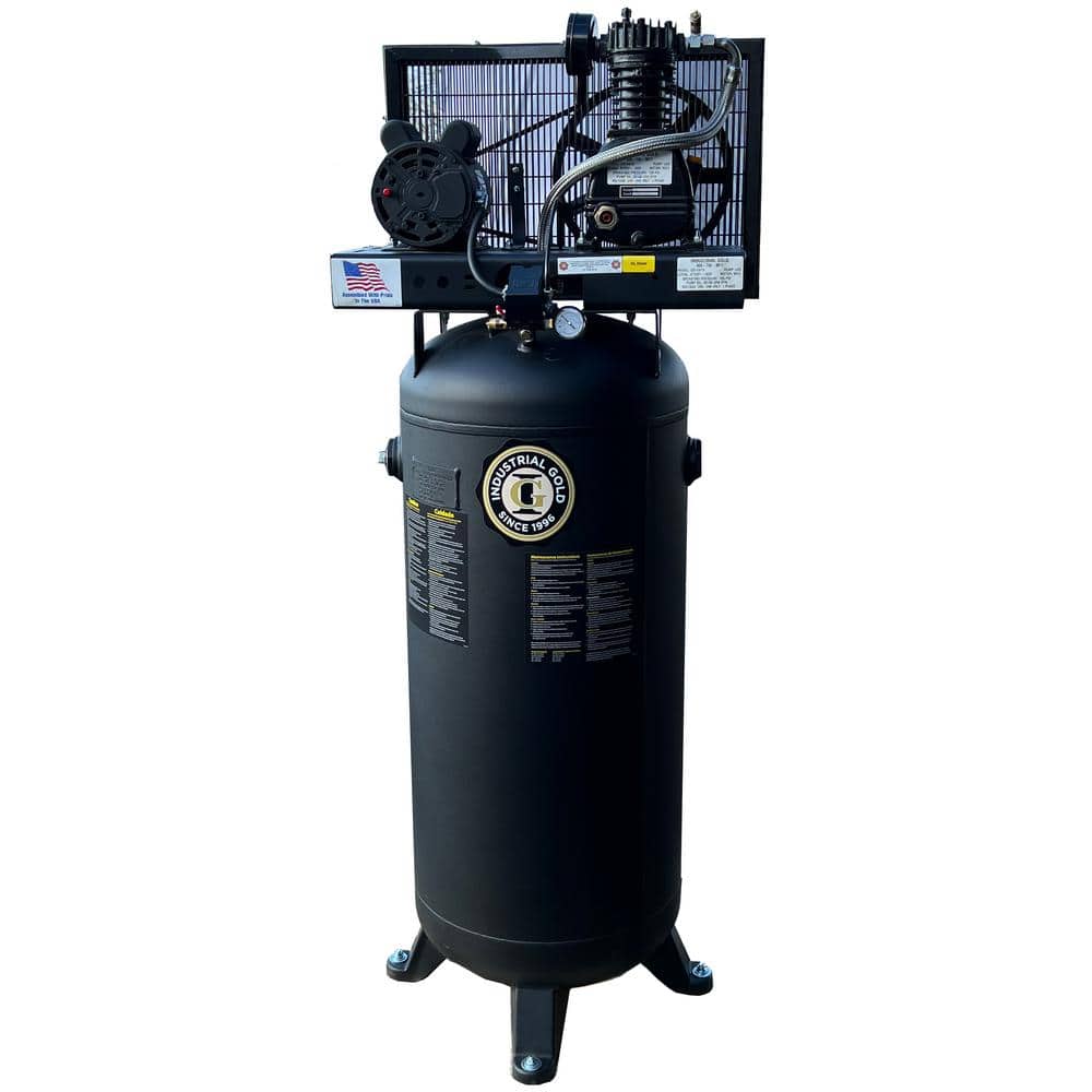 Industrial Gold 60 Gal. 3.5 HP Vertical 1-Phase Low RPM 125-PSI Electric Air Compressor with Quiet Operation -  CI51E61V
