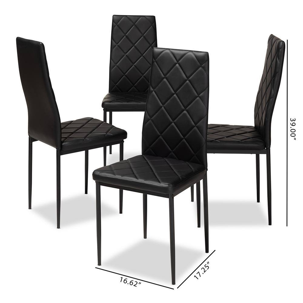 Blaise Modern 39" Black Faux Leather Parsons Side Chair