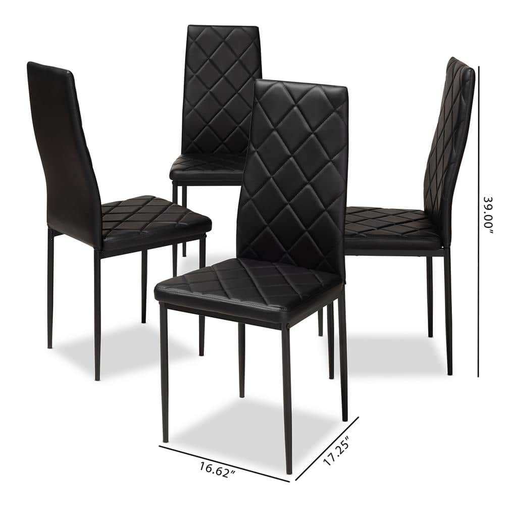 Blaise Modern 39" Black Faux Leather Parsons Side Chair