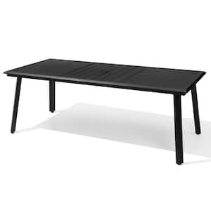 Black Rectangle Aluminum Outdoor Dining Table with Umbrella Hole