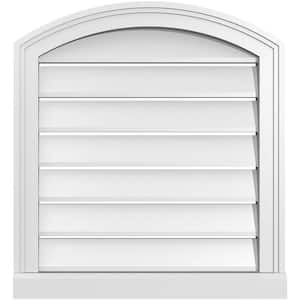 22 in. x 22 in. Arch Top Surface Mount PVC Gable Vent: Decorative with Brickmould Sill Frame