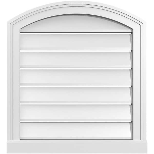 Ekena Millwork 22 in. x 22 in. Arch Top Surface Mount PVC Gable Vent: Decorative with Brickmould Sill Frame