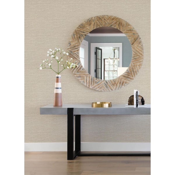 Malin Wheat Brown Faux Grasscloth Wallpaper