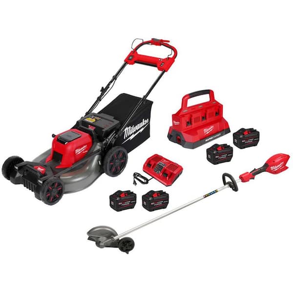 M18 FUEL Brushless Cordless 21 in. Walk Behind Dual Battery Self-Propelled Mower w/ Edger, (4) Battery, (2) Charger