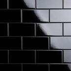 Crown Heights 3 in. x 6 in. Glossy Black Ceramic Wall Tile (6.03 sq. ft. /Case)