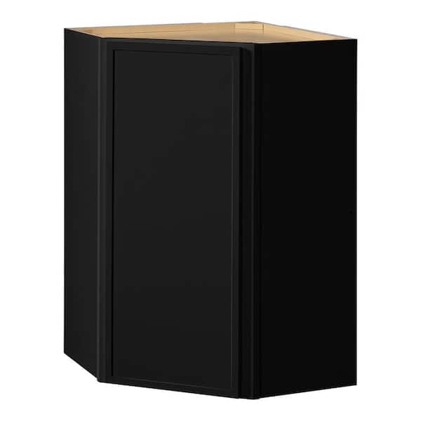 Leyton 24 in. Wx 24 in. Dx 36 in. H Ready to Assemble Plywood Slim Shaker Corner Diagonal Kitchen Cabinet in Raven Black