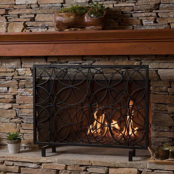 Noble House Cartwright Matte Black Metal 1-Panel Fireplace Screen 71574 -  The Home Depot