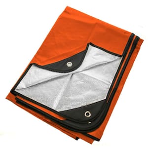 82 in. L x 60 in. W Heavy-Duty Reusable Emergency Survival Blanket with Insulated Thermal Reflective Tarp, Orange