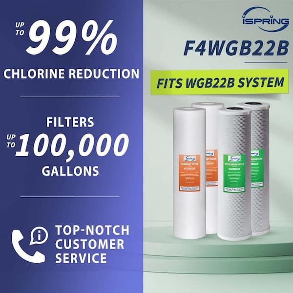 4.5 x 20 in. 2-Stage Whole House Water Filter Replacement Pack Set with Sediment & Carbon Block Cartridges, Fits WGB22B