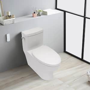 One-Piece 1.28 GPF Single Flush Round Bowl Ceramic Toilet with Soft Clsoing Seat in White
