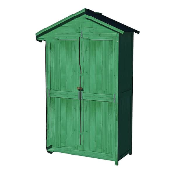 3 ft. W x 2 ft. D Outdoor Wood Storage Shed, Tool Cabinet with Asphalt Roof, Double Doors, Forest Green (6 Sq. Ft.)