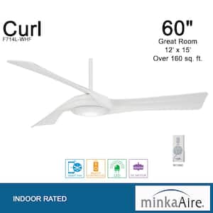 Curl 60 in. LED Indoor Flat White Smart Ceiling Fan with Light and Remote Control