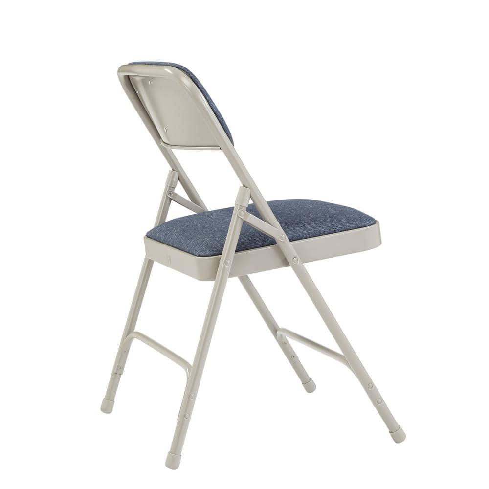 Imperial Blue and Gray Fabric Padded Folding Chair Set