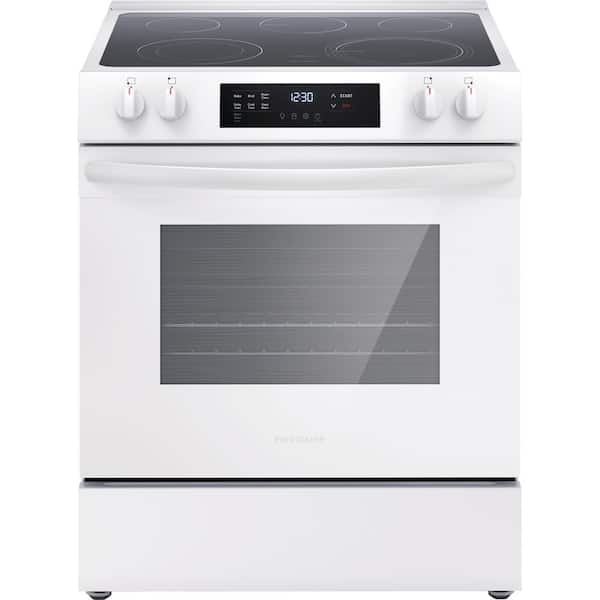 Frigidaire 30 in. 5-Element Slide-In Front Control Electric Range with Steam Clean in White