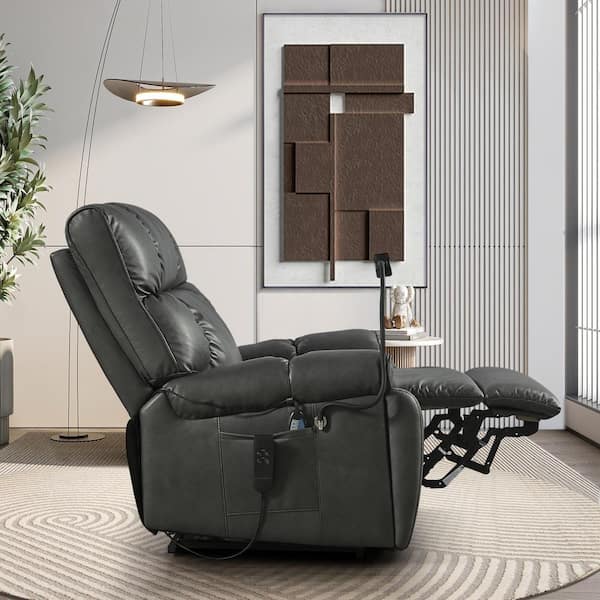 Power lift recliner sofa chair with massage and heating luxurious bonded leather lounge living room chair sales
