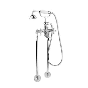 2-Handle Freestanding Tub Faucet with Handle Shower in Chrome