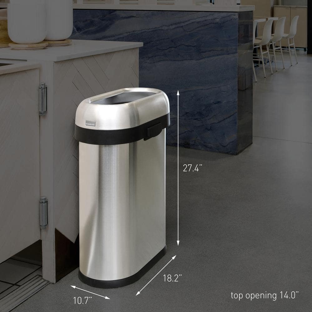 Slim Stainless Steel 13 Gallon Open Top Trash Can