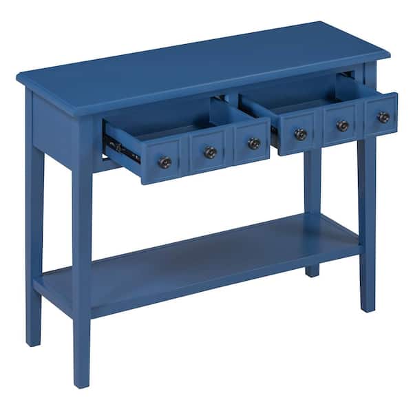 38.2 in. W x 13 in. D x 31.9 in. H Bathroom Navy Blue Linen Cabinet