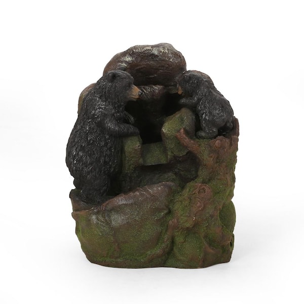23.75 in. High Hand Crafted Weather Resistant Floor Fountain, Tiered Fountain, Moss + Black