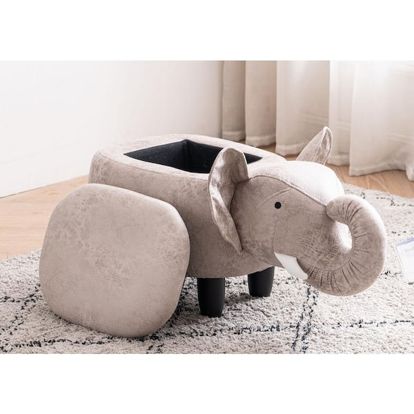 Home 2 Office Gray Faux Leather Elephant Shaped Animal